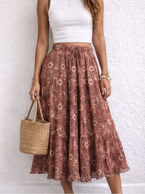 Ulla Johnson Verity Boho Prairie Floral Midi Skirt Size 2
